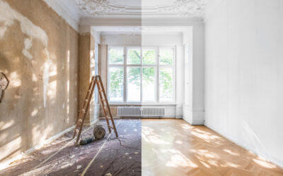 Image de travaux avant/après d'une même pièce d'un bel appartement