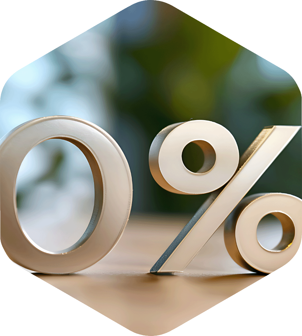 Le symbole 0% posé sur un bureau Le symbole 0% posé sur un bureau