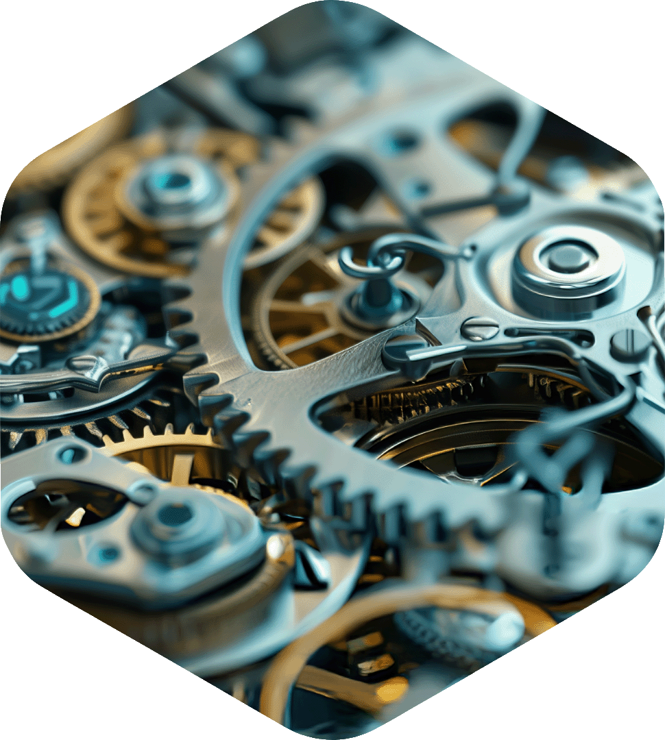 Rouage d'une montre, mouvement horloger illustrant les rouages du Private Equity Rouage d'une montre, mouvement horloger illustrant les rouages du Private Equity