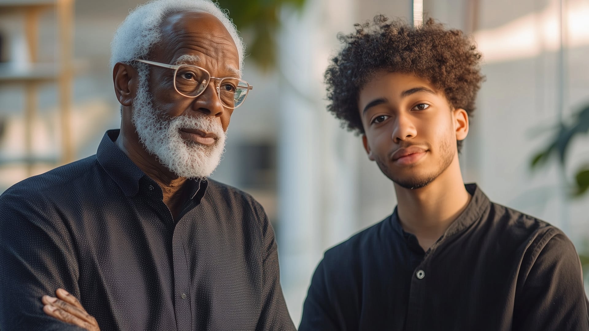 Un père et son fils évoquant les sujets de succession et de patrimoine familial