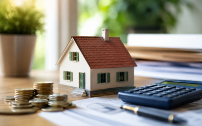 Maquette de maison, clés et plans symbolisant la taxe foncière 2026
