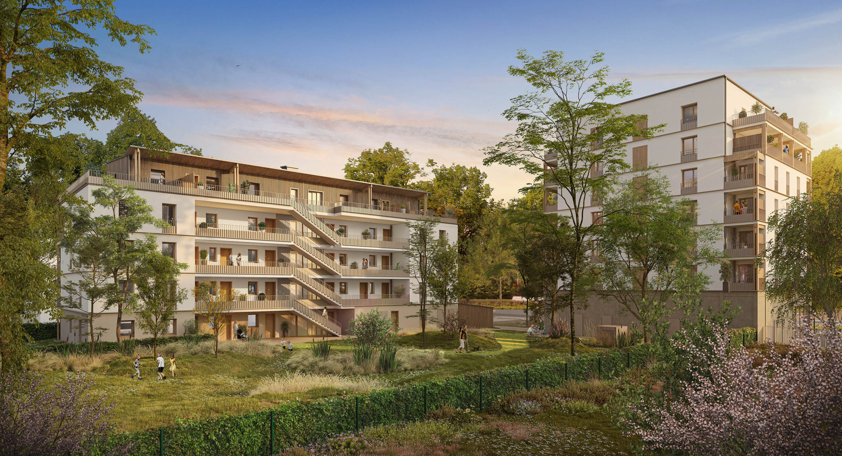 Résidence Elisa Garden vue depuis le jardin en cœur d'îlot