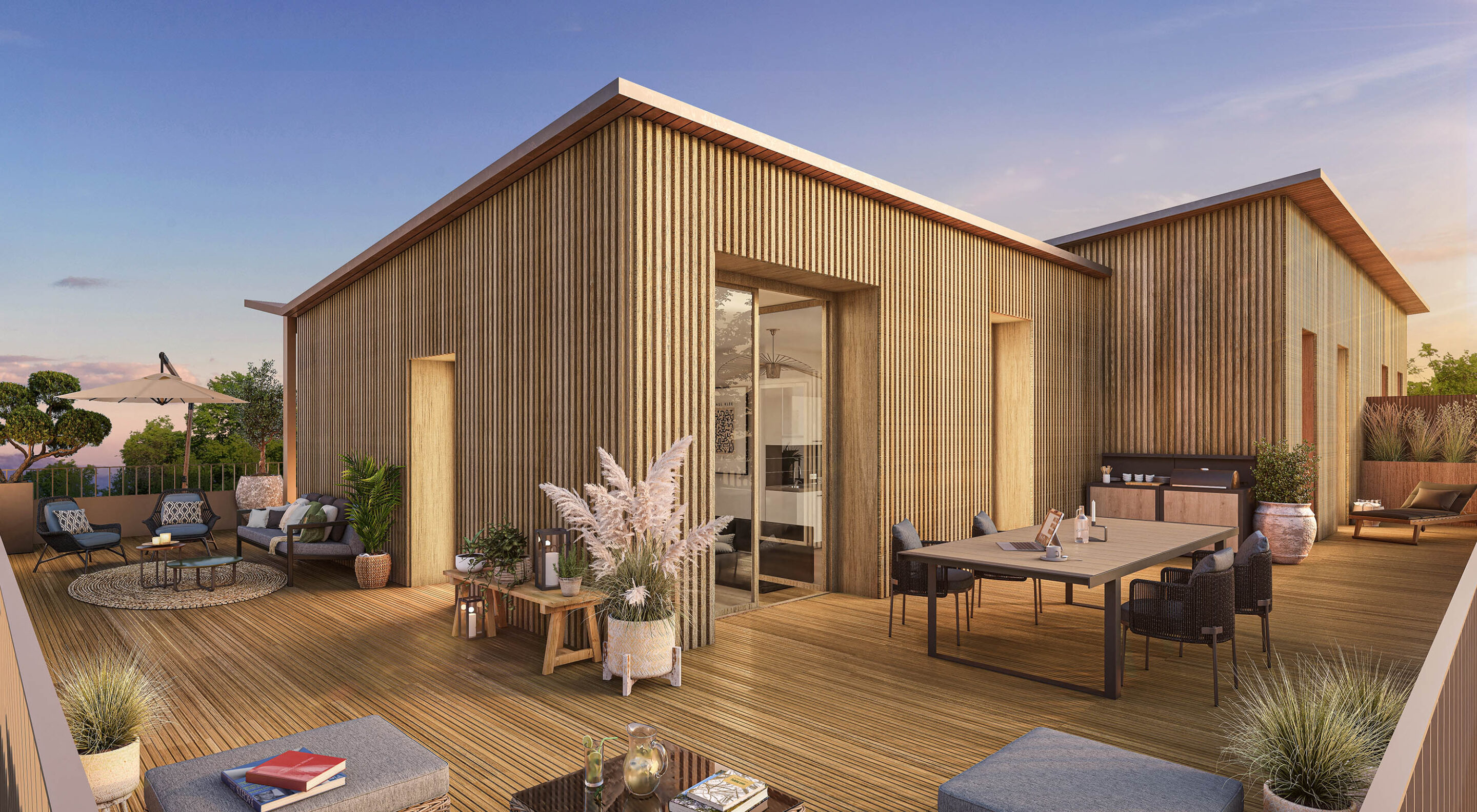 Terrasse en bois d'un appartement en attique d'Elisa Garden